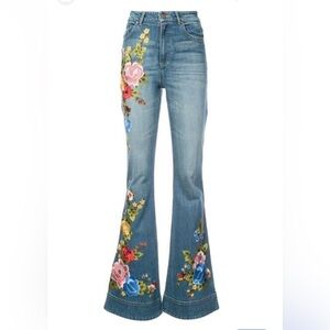 Alice + Olivia Denim with Colorful Floral Embroidery